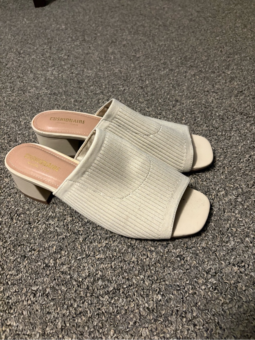 Women's Ivory Ribbed Slide Sandals